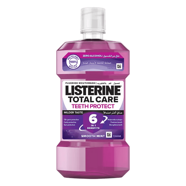 Listerine Total Care Teeth Protect 6in1 Milder Taste Mouthwash Smooth Mint Flavor, 250ml