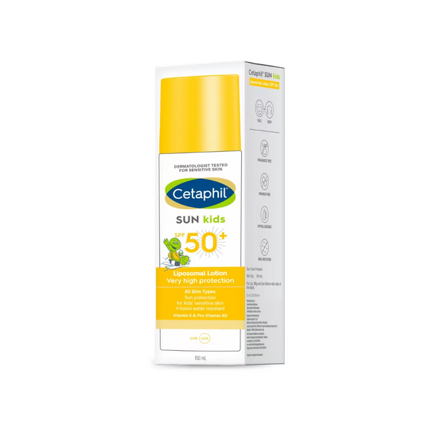 Cetaphil Kids Hypoallergenic Face & Body Liposomal Sunscreen Lotion for Sensitive Skin SPF50+, 150ml