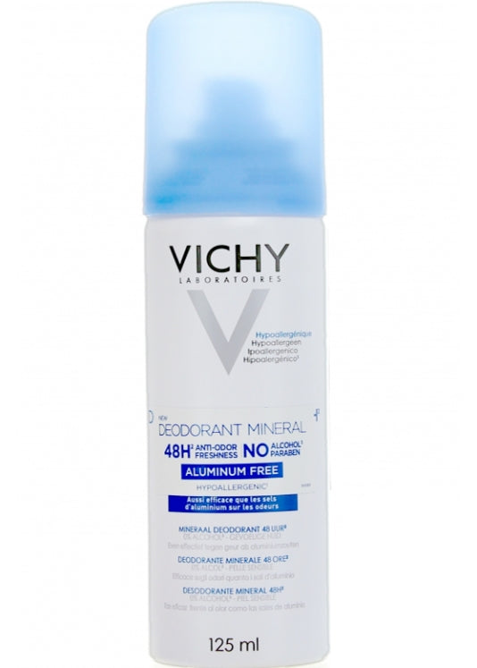 Vichy 48 Hour Mineral Aluminum Free Spray Deodorant, 125ml