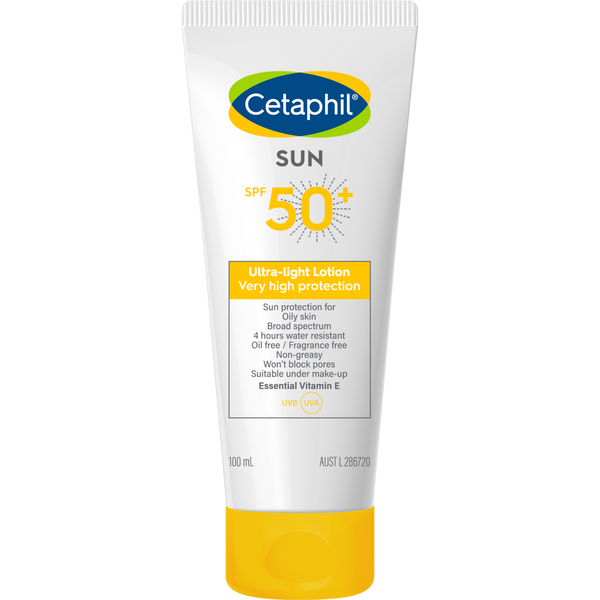 Cetaphil Hypoallergenic Non-Greasy Light Sunscreen for Sensitive & Oily Skin SPF50+, 100ml