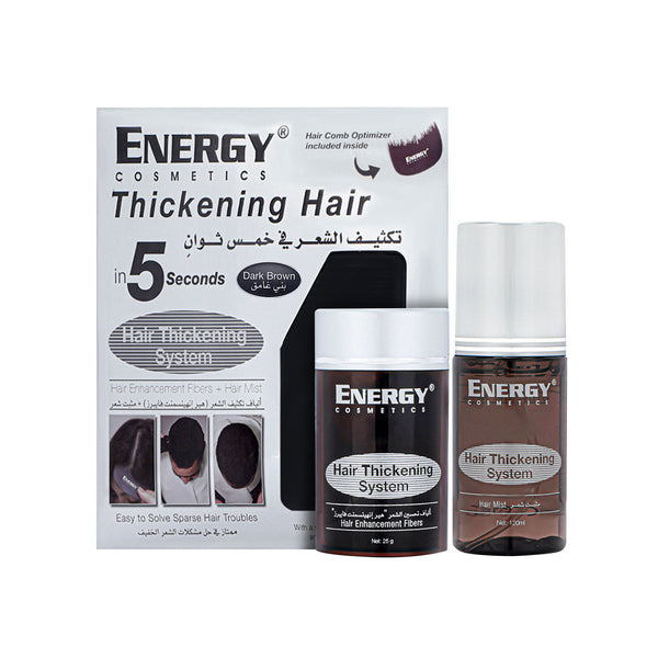 Energy Cosmetics Hair Thickening System Kit Dark Brown, 1 Pack
