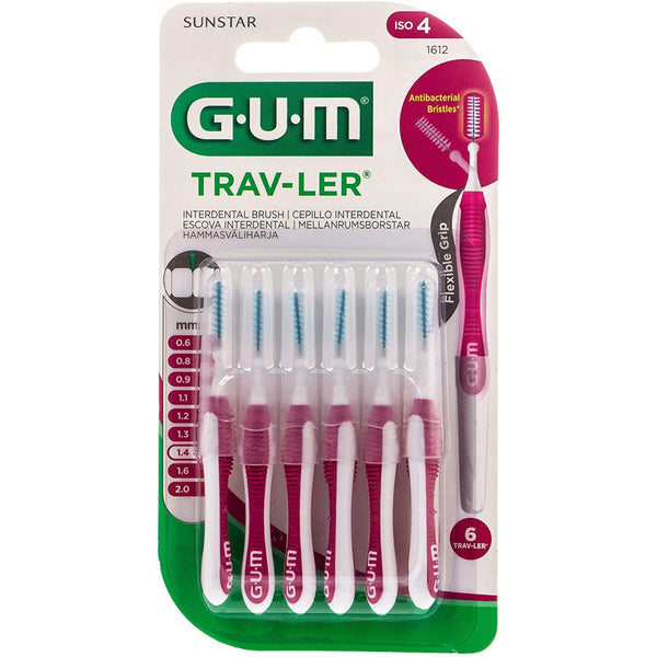 GUM Trav-ler 1.4mm Pink Interdental Brush, 6 Pieces