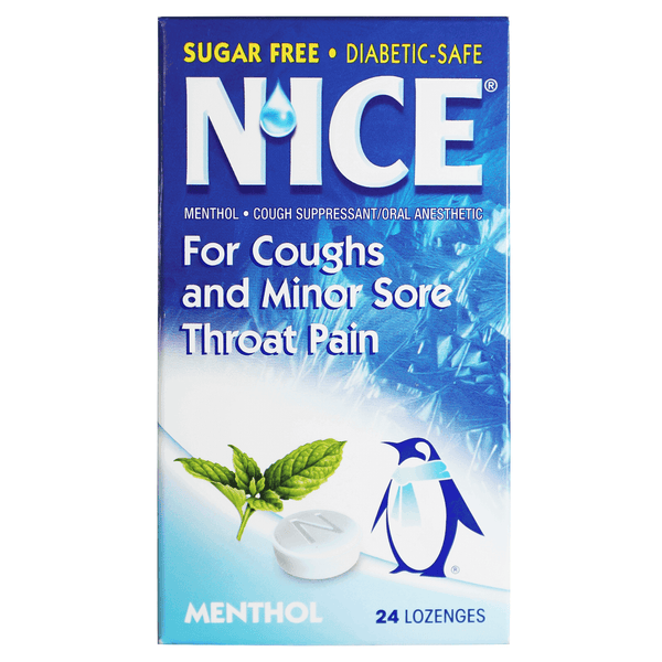 Nice Coughs & Sore Throat Relief Lozenges Menthol Flavor, 24 Pieces