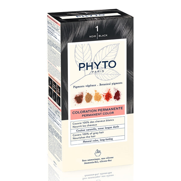 Phyto Paris Permanent Hair Color Kit Black 1, 1 Pack