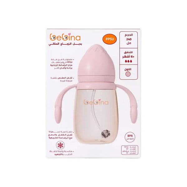 Bebina Strawberry Baby Bottle +6M Light Pink, 240ml