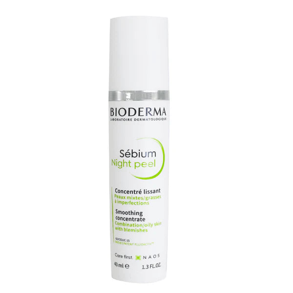 Bioderma Sebium Night Peel Smoothing Face Concentrate for Oily & Combination Skin with Blemishes, 40ml