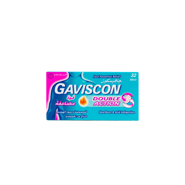 Gaviscon Double Action Mint Heartburn & Indigestion Tablets, 32 Tablets