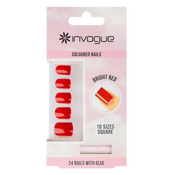 Invogue Square Nail shape Bright Red