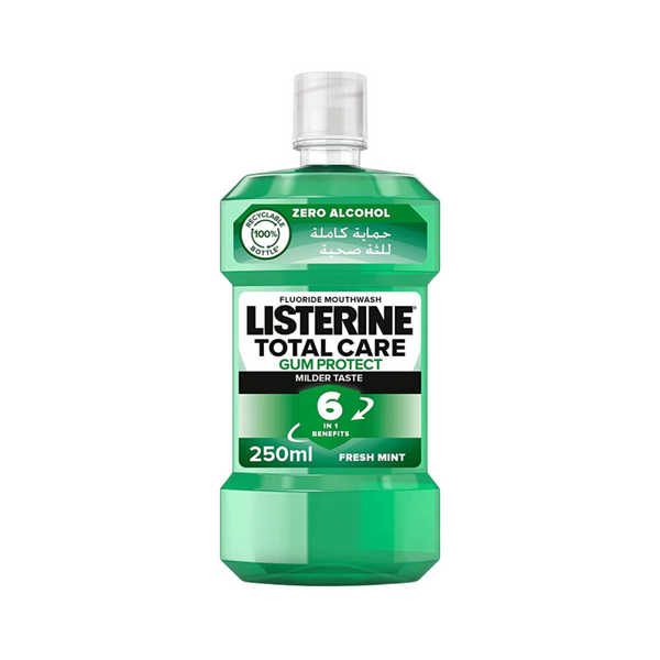 Listerine Total Care Gum Protect 6 Benefit Fluoride Daily Mouthwash Mildertaste Fresh Mint, 250ml