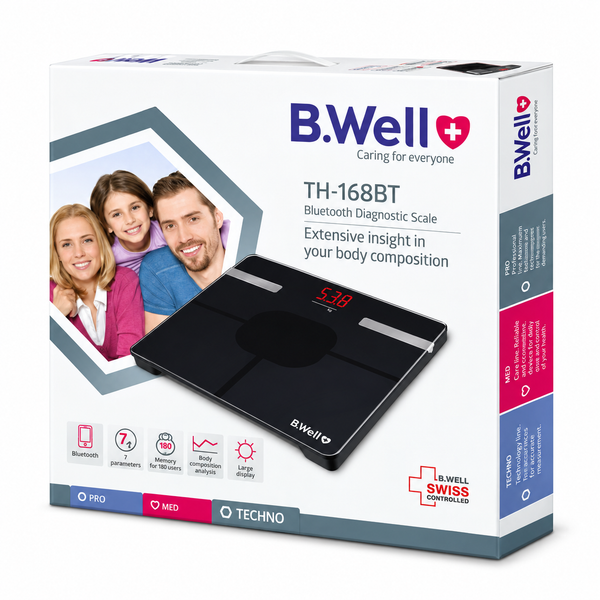 B.Well TH-168BT Bluetooth Diagnostic Weighing Scale Black