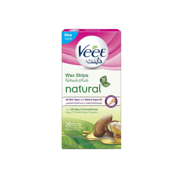 Veet Natural Wax Strips With Argan Oil 20s