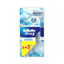 Gillette Blue3 Cool Men's Disposable Razors, 6+2 Pieces
