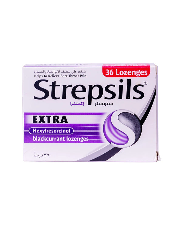Strepsils Blackcurrant Extra Sore Throat Relief Lozenges, 36 Lozenges