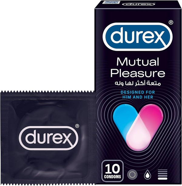 Durex Mutual Pleasure Stimulating Condoms for Men, 10 Pieces