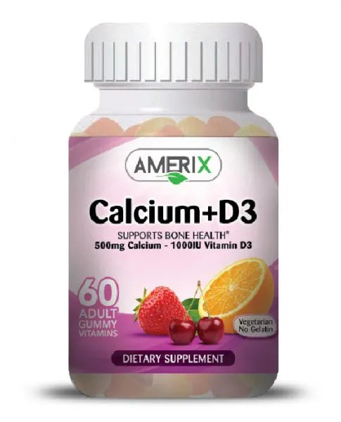 Amerix Vitamin Calcium 500mg + D3 1000IU Adult Gummies 60 pcs