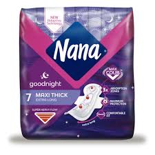 Nana Good Night Maxi Extra Long Sanitary Pads with Wings, 7 Pads