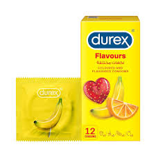 Durex Tropical Flavours Coloured & Flavoured Condoms for Men, 12 Pieces