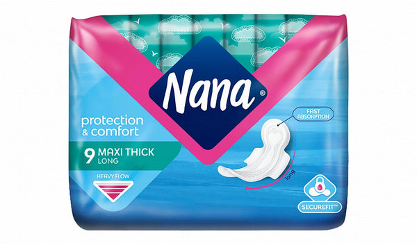 Nana Maxi Thick Long Pads, 9 Pieces