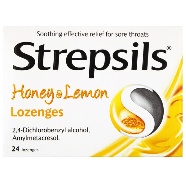Strepsils Honey & Lemon Sore Throat Relief Lozenges, 24 Lozenges