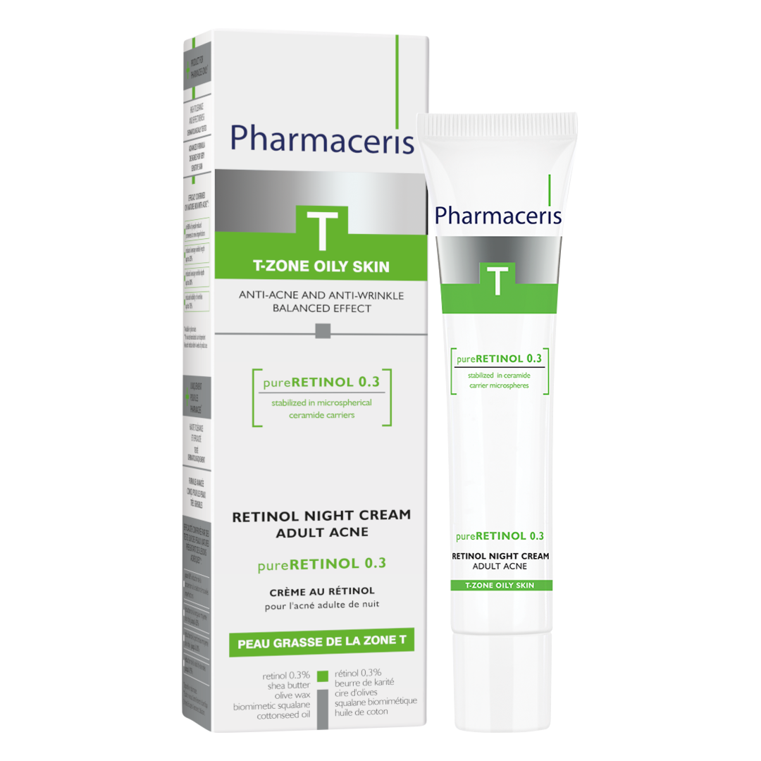 Pharmaceris Facial Night Cream with Retinol for Adult Acne, Oily & Combination Skin, 40ml