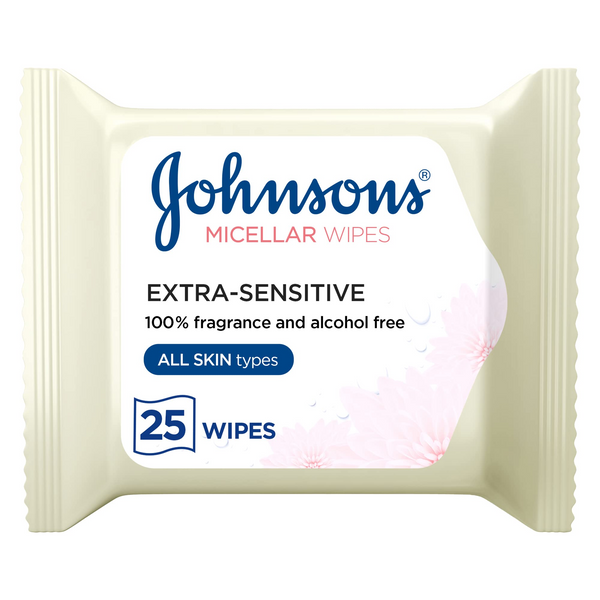 Johnsons Facial Micellar Wipes Fragrance Free, 25 Pieces