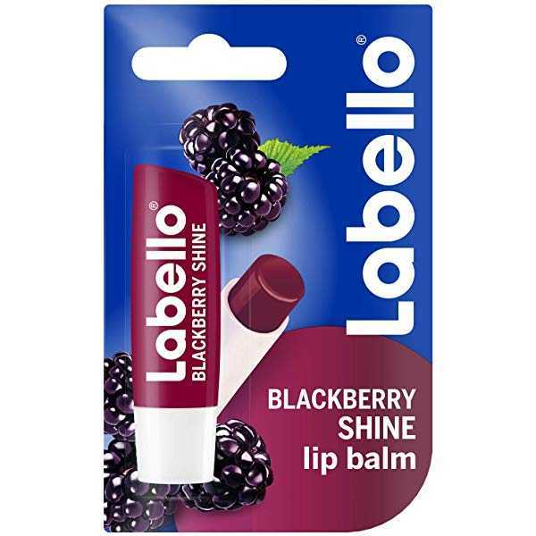 Labello 24H Moisturizing Blackberry Shine Burgundy Tinted Lip Balm with Shea Butter, Natural Oils & Vitamins, 1 Piece
