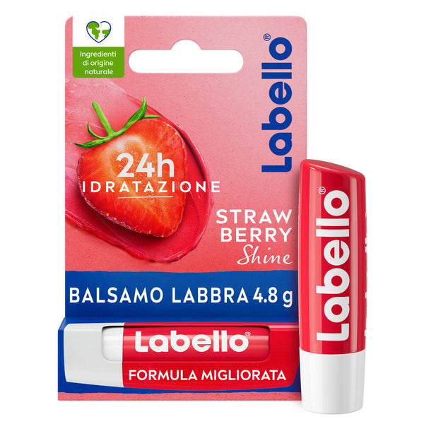 Labello 24H Moisturizing Strawberry Shine Red Tinted Lip Balm with Shea Butter, Natural Oils & Vitamins, 1 Piece