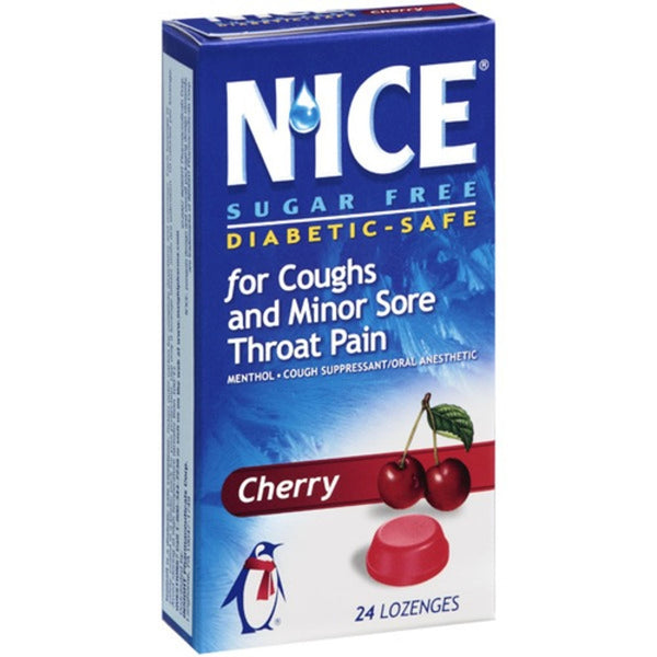 Nice Menthol Throat Pain & Cough Relief Lozenges Cherry Flavor, 24 Pieces